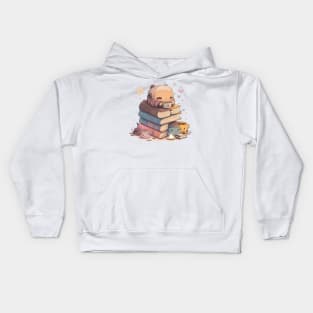 Cozy Reading Time - Cute Kawaii Character Design for Your Reading Nook Kids Hoodie